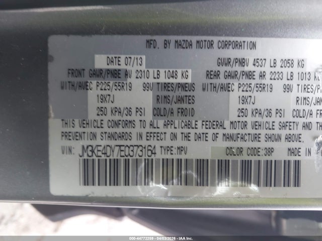 JM3KE4DY7E0373164 Mazda Cx-5 Grand Touring