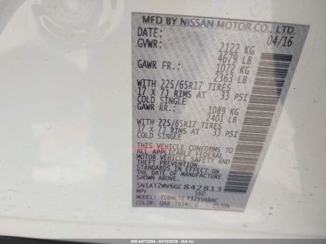 5N1AT2MV6GC842813 Nissan ROGUE SV
