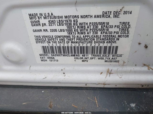 Продажа на аукционе авто 2015 Mitsubishi Outlander Sport Es, vin: 4A4AR3AU0FE020718, номер лота: 44772266