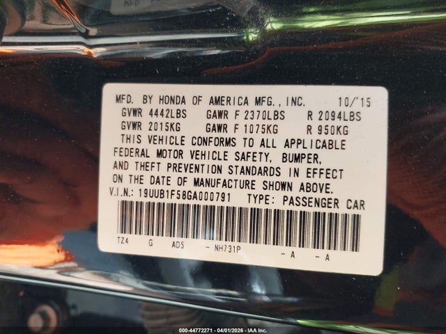 19UUB1F58GA000791 Acura TLX TECH