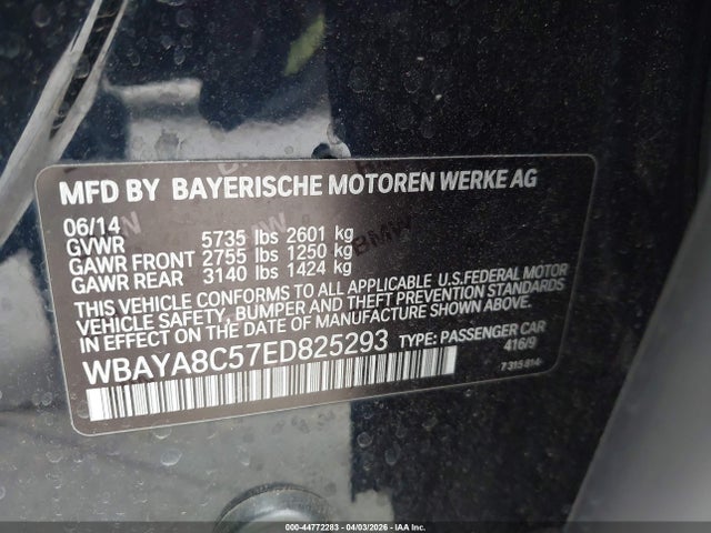 Продаж на аукціоні авто 2014 Bmw 750i, vin: WBAYA8C57ED825293, номер лоту: 44772283