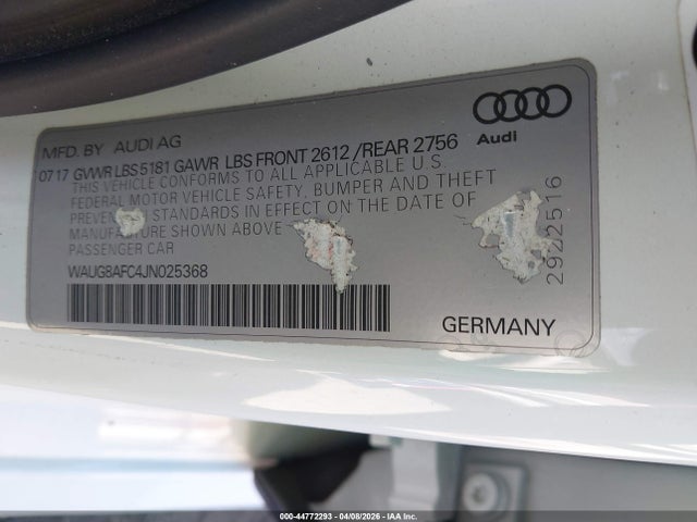 Aukcja sprzedaży 2018 Audi A6 2.0t Premium, vin: WAUG8AFC4JN025368, numer aukcji: 44772293