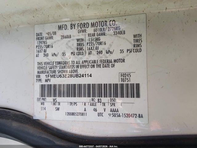 2008 FORD EXPLORER 1FMEU63E28UB24114 Photo 8