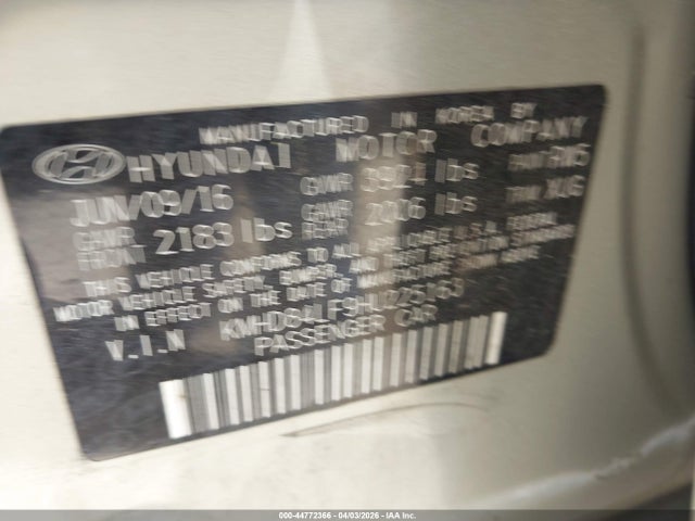 Продажа на аукционе авто 2017 Hyundai Elantra Se, vin: KMHD84LF9HU225163, номер лота: 44772366