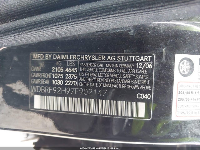 Aukcja sprzedaży 2007 Mercedes-benz C 280 Luxury 4matic, vin: WDBRF92H97F902147, numer aukcji: 44772497