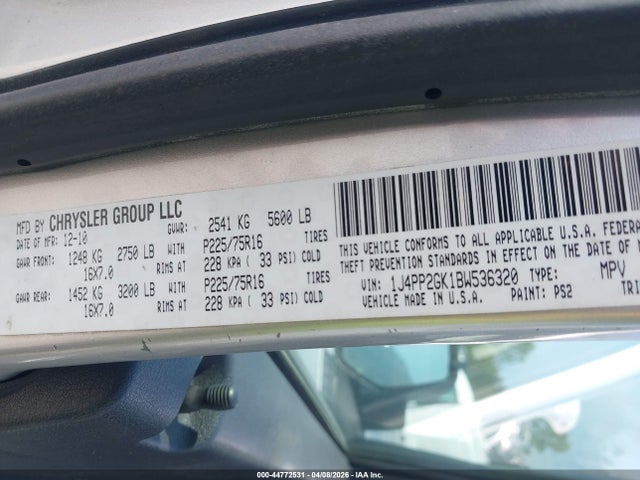 Aukcja sprzedaży 2011 Jeep Liberty Sport, vin: 1J4PP2GK1BW536320, numer aukcji: 44772531