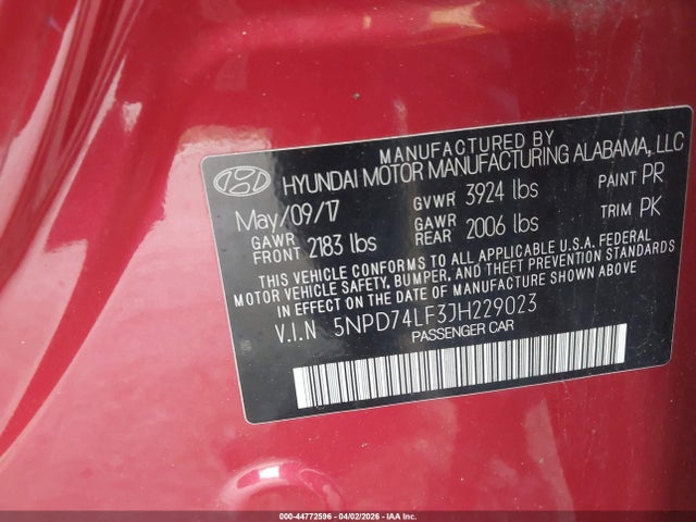 Aukcja sprzedaży 2018 Hyundai Elantra Se, vin: 5NPD74LF3JH229023, numer aukcji: 44772596