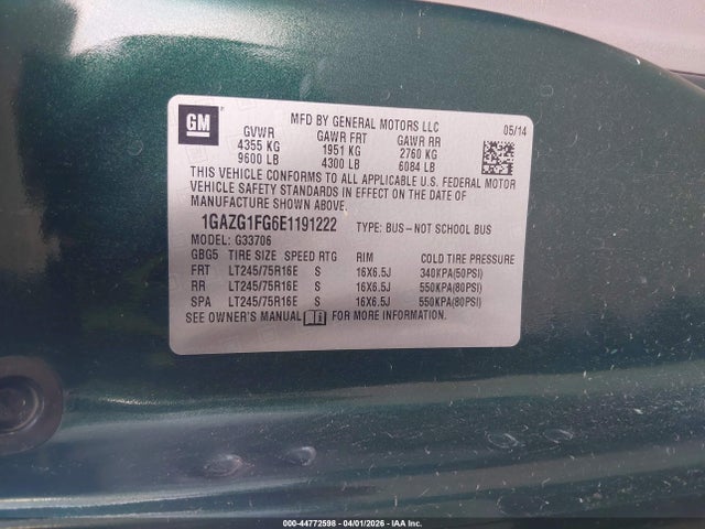 1GAZG1FG6E1191222 Chevrolet Express 3500 Lt