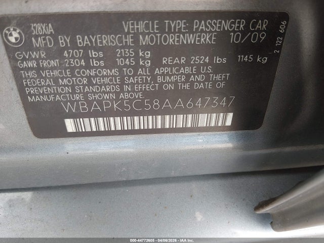 Продаж на аукціоні авто 2010 Bmw 328i Xdrive, vin: WBAPK5C58AA647347, номер лоту: 44772605