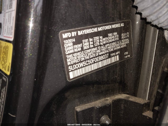 Продаж на аукціоні авто 2015 Bmw X4 Xdrive35i, vin: 5UXXW5C50F0E88037, номер лоту: 44772645