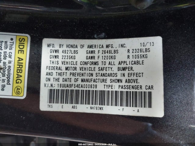 Продаж на аукціоні авто 2014 Acura Tl Tech, vin: 19UUA9F54EA000639, номер лоту: 44772652