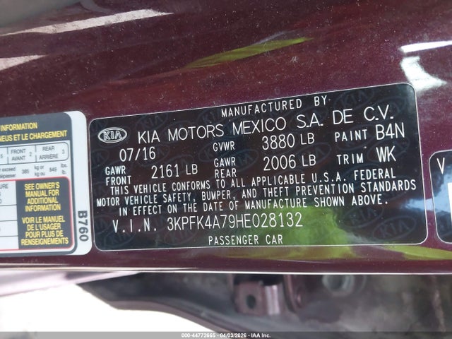 Aukcja sprzedaży 2017 Kia Forte Lx, vin: 3KPFK4A79HE028132, numer aukcji: 44772665