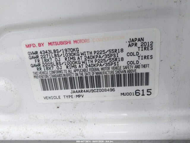 2012 MITSUBISHI OUTLANDER SPORT JA4AR4AU9CZ008496 Photo 8