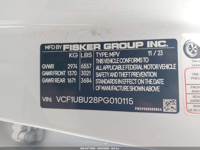 Fisker Ocean Ultra 2023 VCF1UBU28PG010115 Image 9