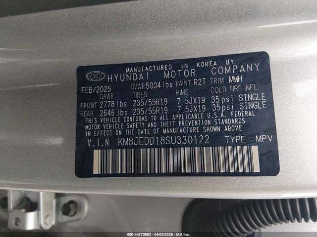 Aukcja sprzedaży 2025 Hyundai Tucson Hybrid Limited, vin: KM8JEDD18SU330122, numer aukcji: 44772682