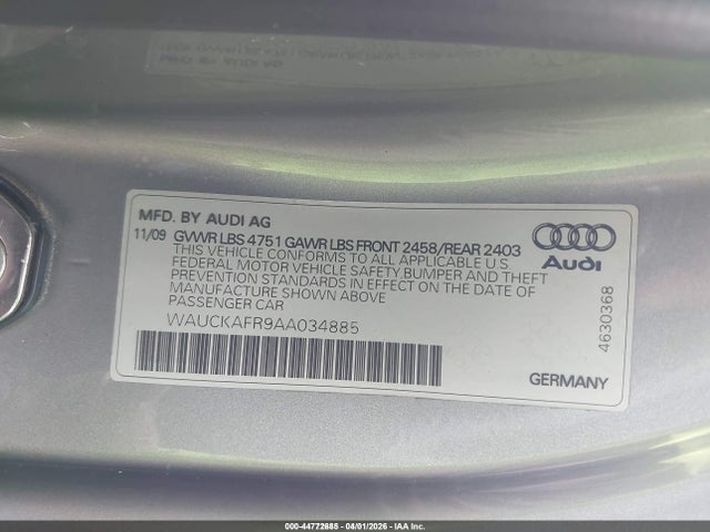 Продаж на аукціоні авто 2010 Audi A5 3.2 Premium Plus, vin: WAUCKAFR9AA034885, номер лоту: 44772685