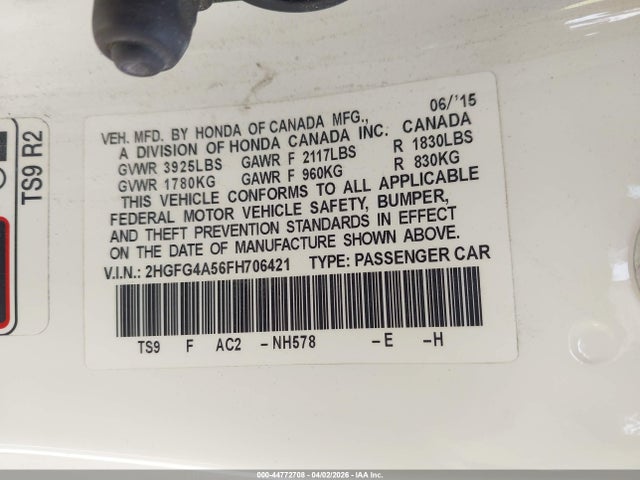 2HGFG4A56FH706421 Honda CIVIC SI