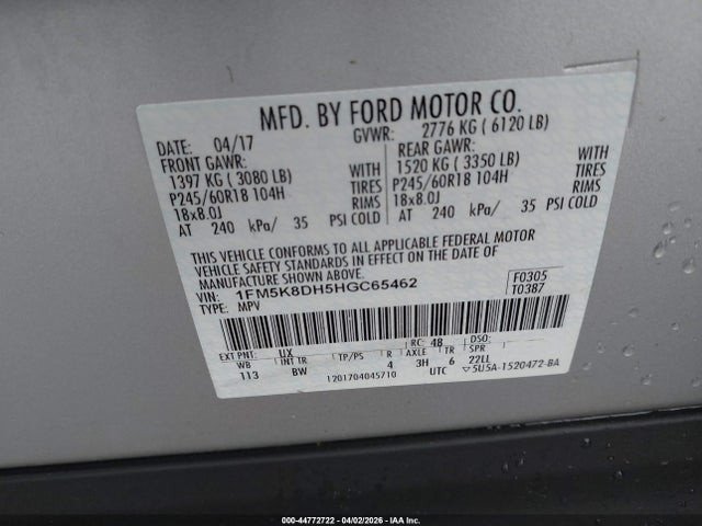 Ford EXPLORER XLT 2017 1FM5K8DH5HGC65462 Image 9