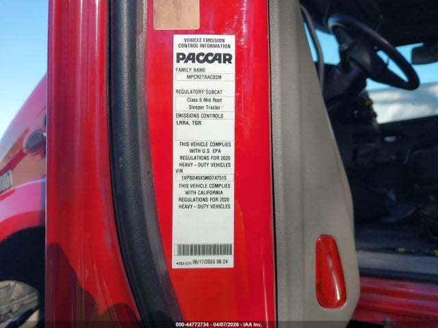 2021 Peterbilt 579 მანქანა იყიდება აუქციონზე, vin: 1XPBD49X5MD747515, აუქციონის ნომერი: 44772734