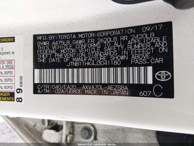 JTNB11HK4J3041180 Toyota CAMRY SE