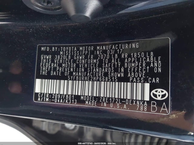 Toyota COROLLA LE 2017 5YFBURHE2HP668515 Image 9