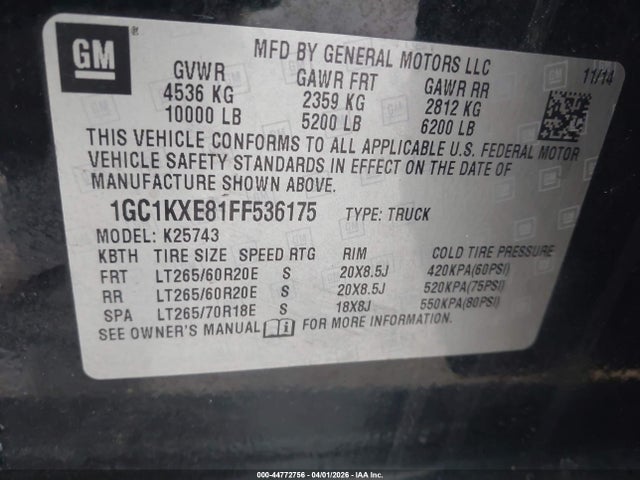 1GC1KXE81FF536175 Chevrolet Silverado 2500hd High Country