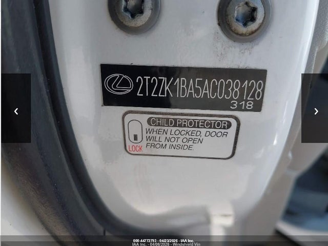 44772793 :رقم المزاد ، 2T2ZK1BA5AC038128 vin ، 2010 Lexus Rx 350 مزاد بيع