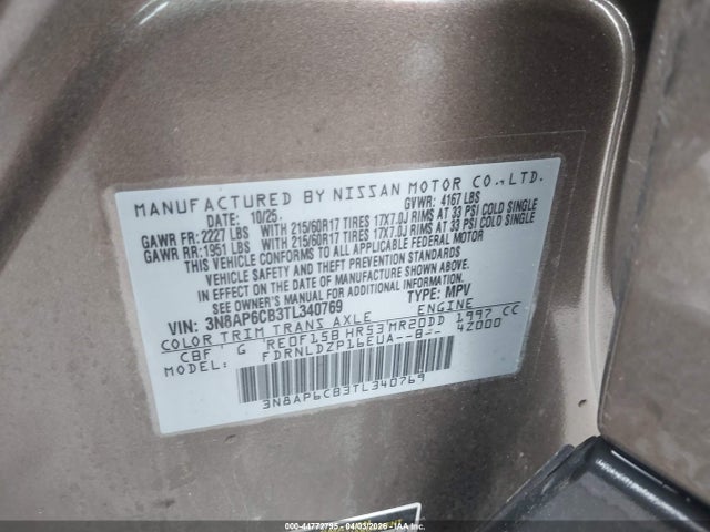 Aukcja sprzedaży 2026 Nissan Kicks Sv, vin: 3N8AP6CB3TL340769, numer aukcji: 44772795