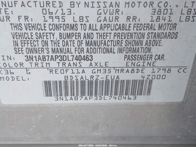 2013 NISSAN SENTRA 3N1AB7AP3DL740463 Photo 8