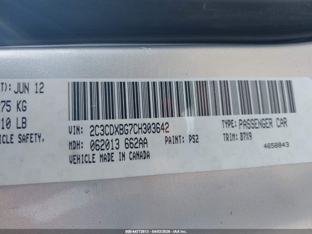 Aukcja sprzedaży 2012 Dodge Charger Se, vin: 2C3CDXBG7CH303642, numer aukcji: 44772813