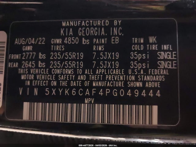 Продажа на аукционе авто 2023 Kia Sportage X-line, vin: 5XYK6CAF4PG049444, номер лота: 44772828