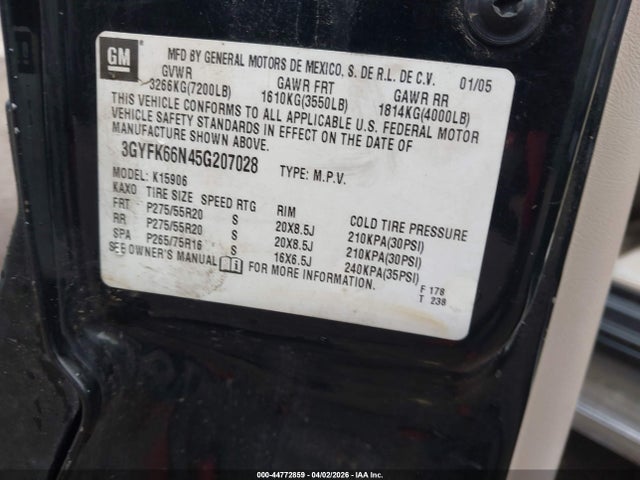 2005 CADILLAC ESCALADE ESV 3GYFK66N45G207028 Photo 8