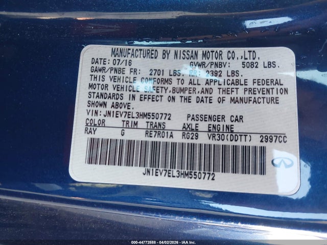 JN1EV7EL3HM550772 Infiniti Q60 3.0t Premium