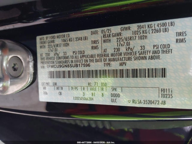 2025 FORD ESCAPE 1FMCU9GN8SUB17596 Photo 8