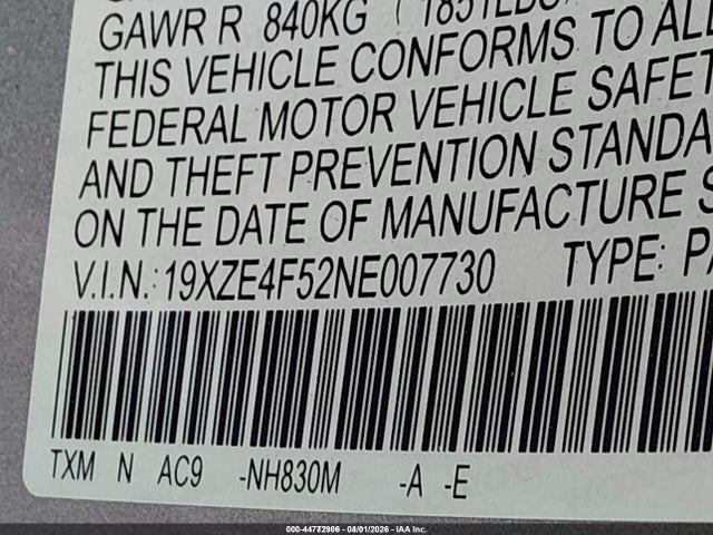 Honda INSIGHT EX 2022 19XZE4F52NE007730 Image 9