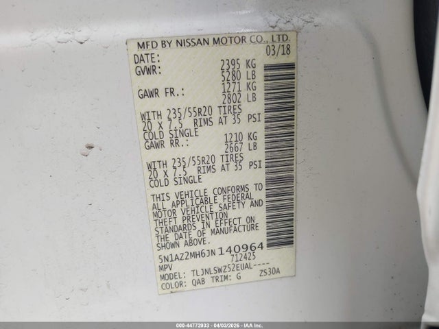 2018 NISSAN MURANO 5N1AZ2MH6JN140964 Photo 8