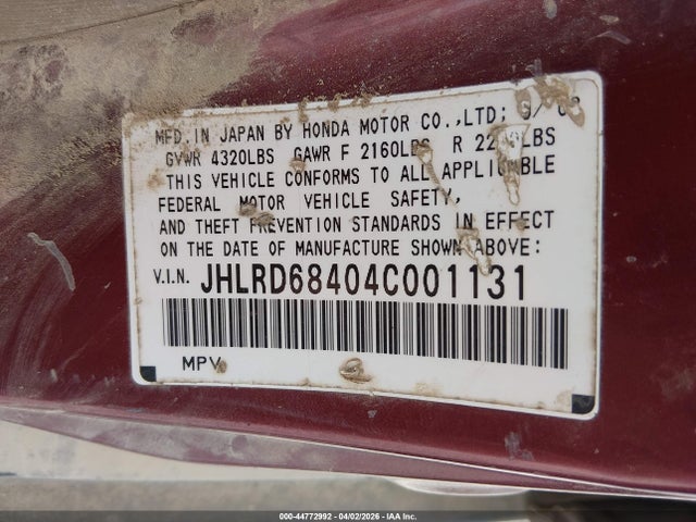 2004 HONDA CR-V JHLRD68404C001131 Photo 8