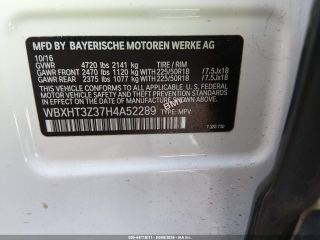 Aukcja sprzedaży 2017 Bmw X1 Xdrive28i, vin: WBXHT3Z37H4A52289, numer aukcji: 44773011