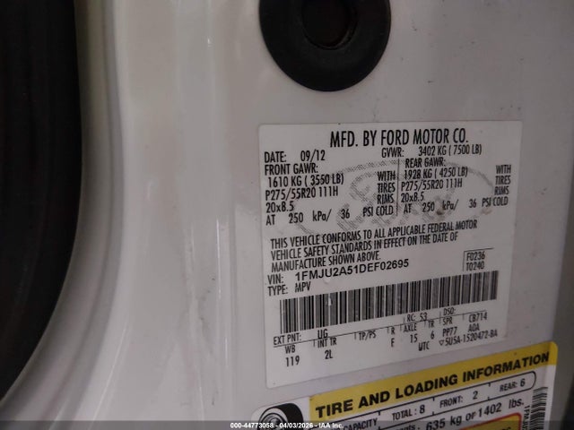 Aukcja sprzedaży 2013 Ford Expedition Limited, vin: 1FMJU2A51DEF02695, numer aukcji: 44773058