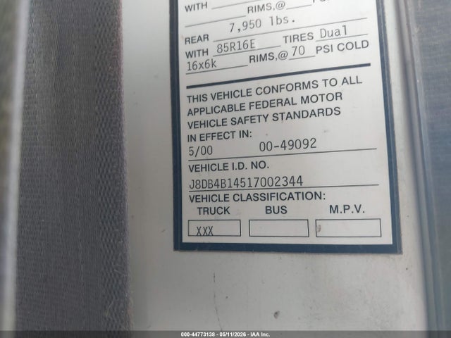 Продаж на аукціоні авто 2001 Gmc W3s042 12,000 Gvwr, vin: J8DB4B14517002344, номер лоту: 44773138