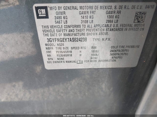 Продаж на аукціоні авто 2010 Cadillac Srx Standard, vin: 3GYFNGEY7AS624238, номер лоту: 44773172