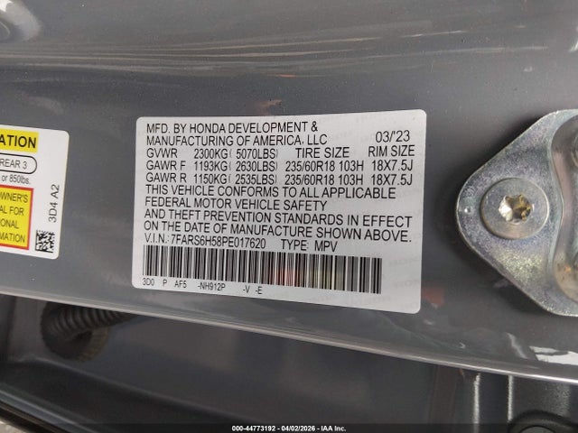 7FARS6H58PE017620 Honda Cr-v Hybrid Sport