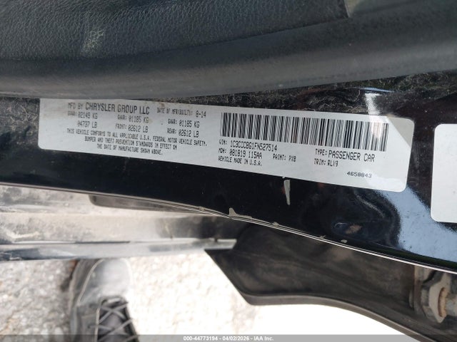 44773194 :رقم المزاد ، 1C3CCCBG1FN527514 vin ، 2015 Chrysler 200 S مزاد بيع