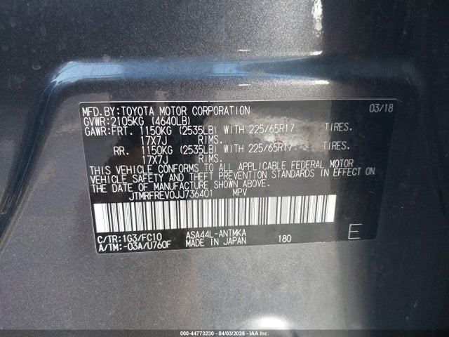 Toyota Rav4 Xle 2018 JTMRFREV0JJ736401 Image 9