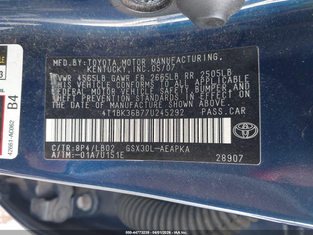 2007 TOYOTA AVALON 4T1BK36B77U245292 Photo 8