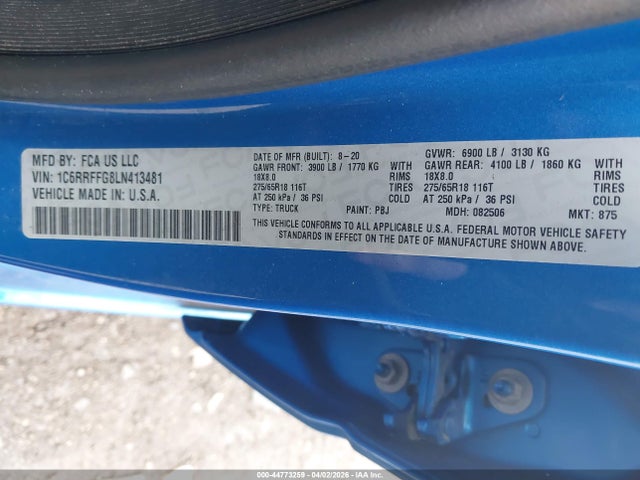 2020 RAM 1500 1C6RRFFG8LN413481 Photo 8