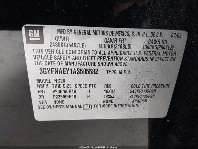 Продаж на аукціоні авто 2010 Cadillac Srx Luxury Collection, vin: 3GYFNAEY1AS505582, номер лоту: 44773261