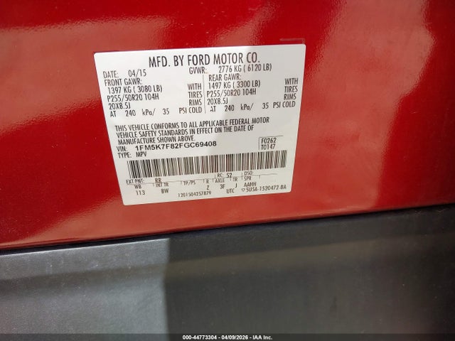 Продаж на аукціоні авто 2015 Ford Explorer Limited, vin: 1FM5K7F82FGC69408, номер лоту: 44773304