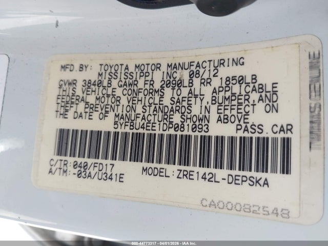 2013 TOYOTA COROLLA 5YFBU4EE1DP081093 Photo 8