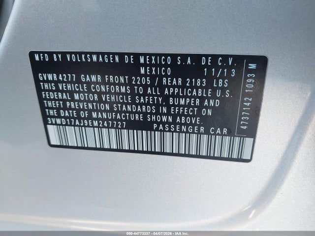 3VWD17AJ9EM247727 Volkswagen Jetta 1.8t Se